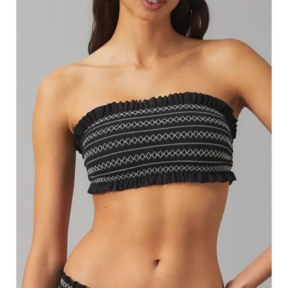 New. Tory Burch black smocked bikini top. Normally $118. XS